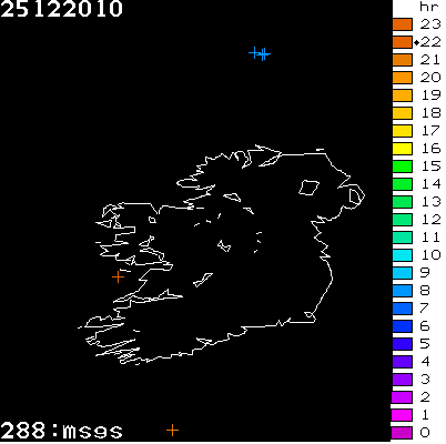 Lightning Report for Ireland on Saturday 25 December 2010