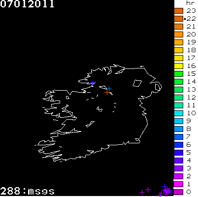 Lightning Report for Ireland on Friday 07 January 2011