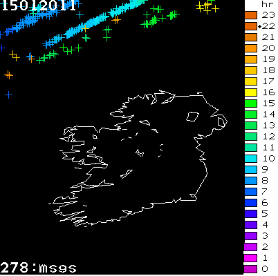 Lightning Report for Ireland on Saturday 15 January 2011
