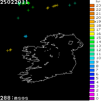 Lightning Report for Ireland on Friday 25 February 2011