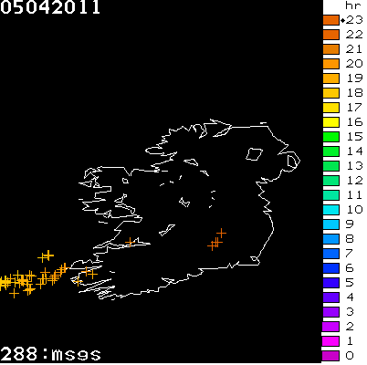 Lightning Report for Ireland on Tuesday 05 April 2011