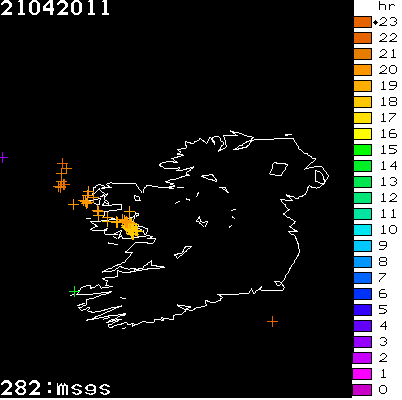 Lightning Report for Ireland on Thursday 21 April 2011