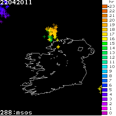Lightning Report for Ireland on Friday 22 April 2011
