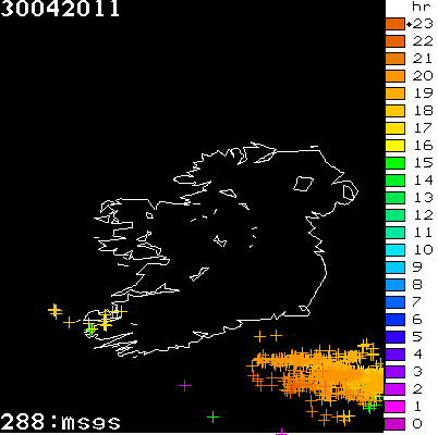 Lightning Report for Ireland on Saturday 30 April 2011