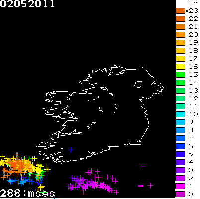 Lightning Report for Ireland on Monday 02 May 2011