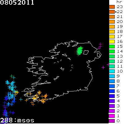 Lightning Report for Ireland on Sunday 08 May 2011