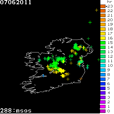 Lightning Report for Ireland on Tuesday 07 June 2011