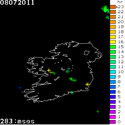 Lightning Report for Ireland on Friday 08 July 2011