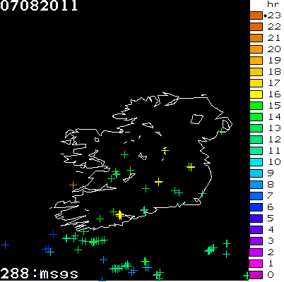 Lightning Report for Ireland on Sunday 07 August 2011