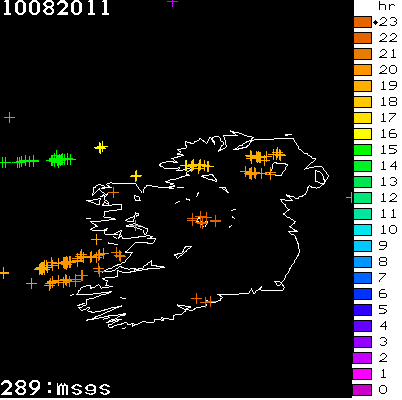 Lightning Report for Ireland on Wednesday 10 August 2011