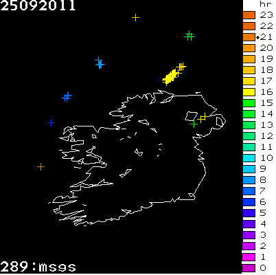 Lightning Report for Ireland on Sunday 25 September 2011