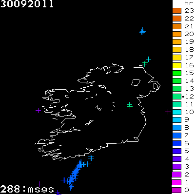 Lightning Report for Ireland on Friday 30 September 2011
