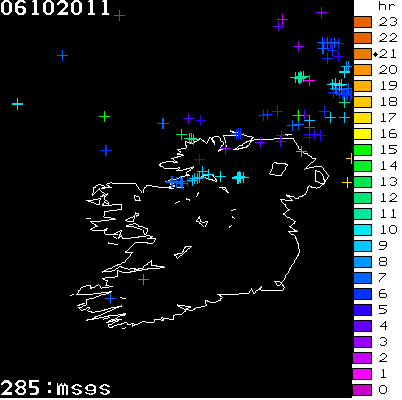 Lightning Report for Ireland on Thursday 06 October 2011