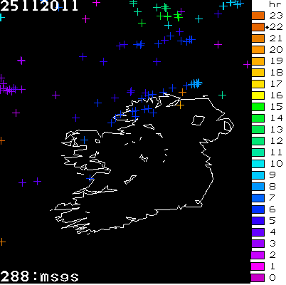 Lightning Report for Ireland on Friday 25 November 2011