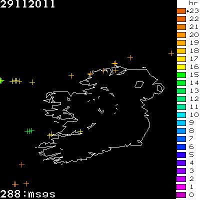 Lightning Report for Ireland on Tuesday 29 November 2011