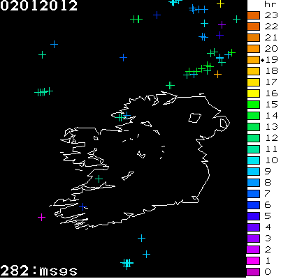 Lightning Report for Ireland on Monday 02 January 2012