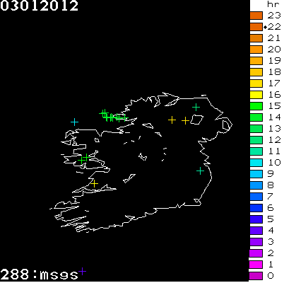 Lightning Report for Ireland on Tuesday 03 January 2012
