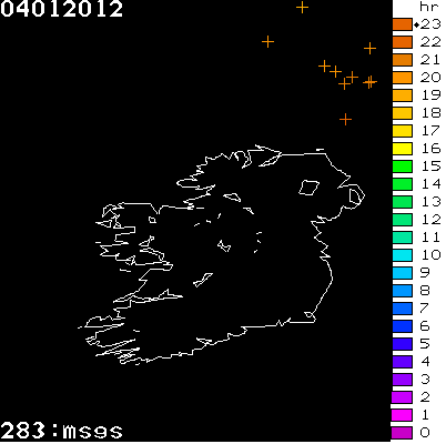 Lightning Report for Ireland on Wednesday 04 January 2012