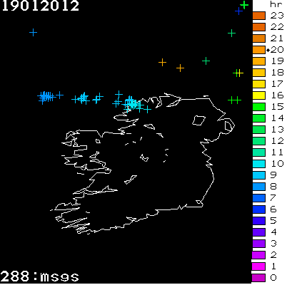 Lightning Report for Ireland on Thursday 19 January 2012
