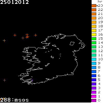 Lightning Report for Ireland on Wednesday 25 January 2012