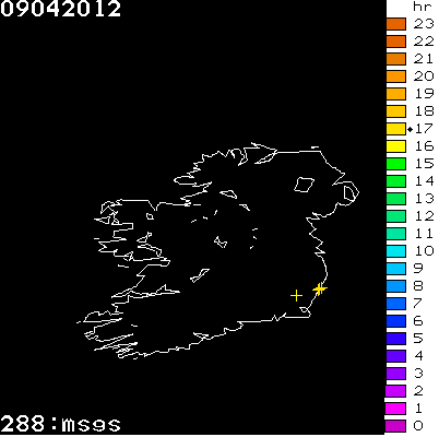 Lightning Report for Ireland on Monday 09 April 2012
