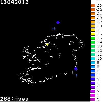 Lightning Report for Ireland on Friday 13 April 2012
