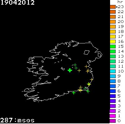 Lightning Report for Ireland on Thursday 19 April 2012