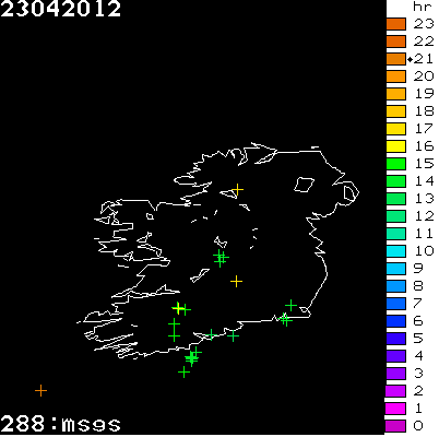 Lightning Report for Ireland on Monday 23 April 2012