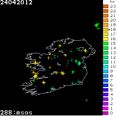 Lightning Report for Ireland on Tuesday 24 April 2012