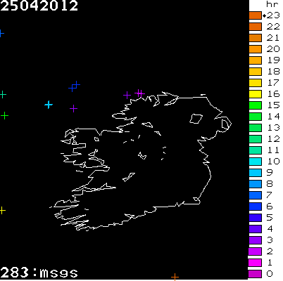 Lightning Report for Ireland on Wednesday 25 April 2012