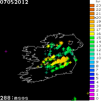 Lightning Report for Ireland on Monday 07 May 2012