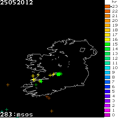 Lightning Report for Ireland on Friday 25 May 2012