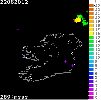 Lightning Report for Ireland on Friday 22 June 2012