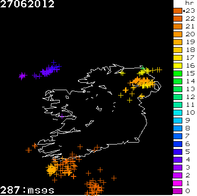 Lightning Report for Ireland on Wednesday 27 June 2012