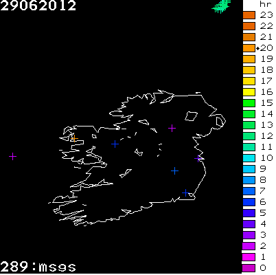 Lightning Report for Ireland on Friday 29 June 2012