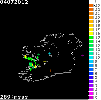 Lightning Report for Ireland on Wednesday 04 July 2012