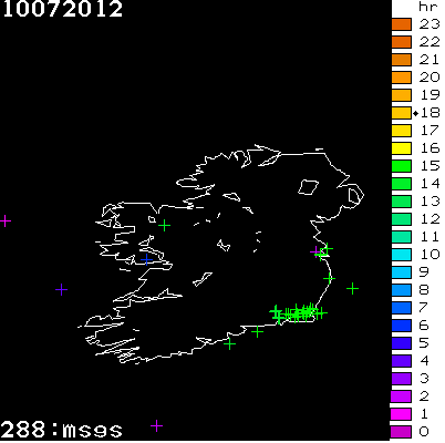 Lightning Report for Ireland on Tuesday 10 July 2012