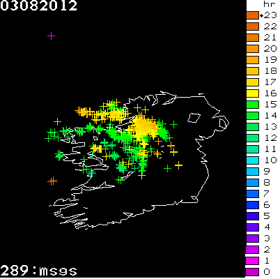 Lightning Report for Ireland on Friday 03 August 2012