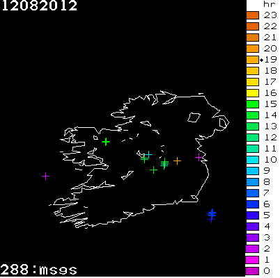 Lightning Report for Ireland on Sunday 12 August 2012