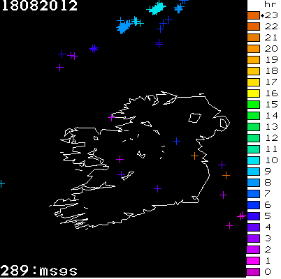 Lightning Report for Ireland on Saturday 18 August 2012