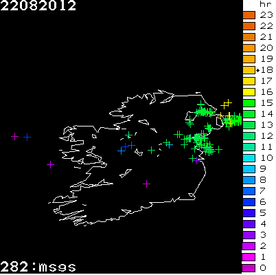 Lightning Report for Ireland on Wednesday 22 August 2012