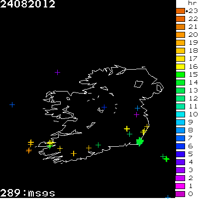 Lightning Report for Ireland on Friday 24 August 2012
