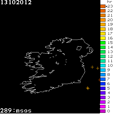 Lightning Report for Ireland on Saturday 13 October 2012