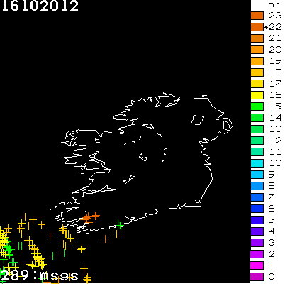 Lightning Report for Ireland on Tuesday 16 October 2012