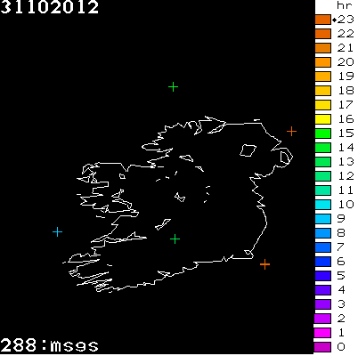 Lightning Report for Ireland on Wednesday 31 October 2012