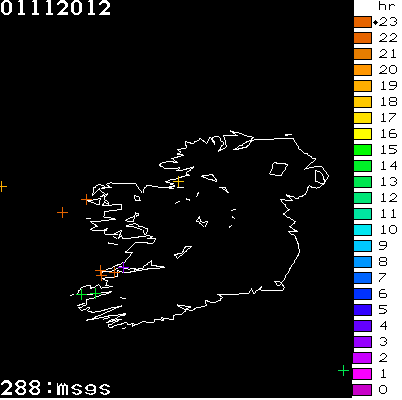 Lightning Report for Ireland on Thursday 01 November 2012