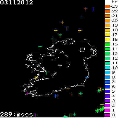 Lightning Report for Ireland on Saturday 03 November 2012