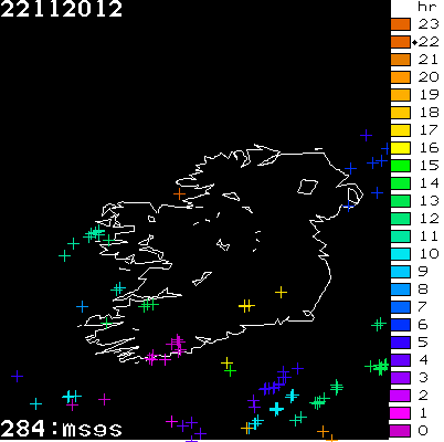 Lightning Report for Ireland on Thursday 22 November 2012