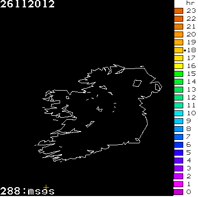 Lightning Report for Ireland on Monday 26 November 2012
