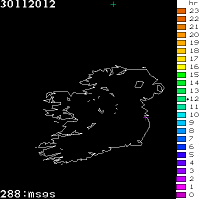 Lightning Report for Ireland on Friday 30 November 2012